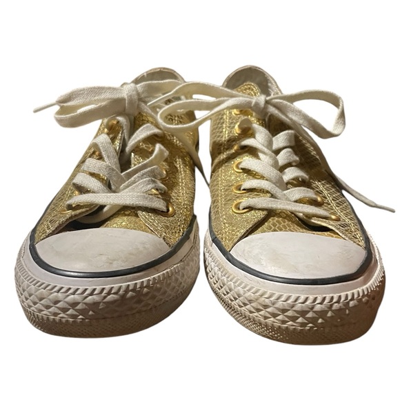 Women’s Converse All Star Chuck Taylor Gold Sneakers, Gold w/ Snakeskin, Size 7 - Picture 3 of 11